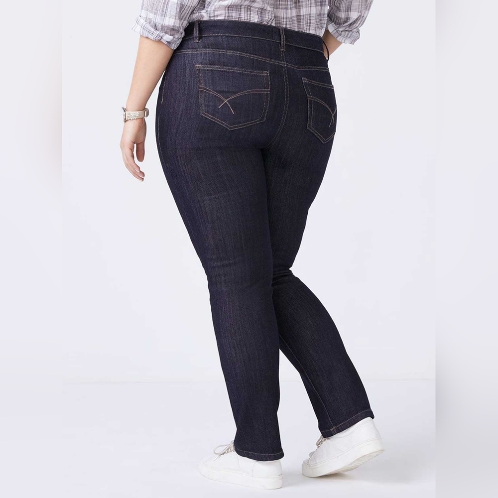 Penningtons Slightly Curvy Fit Straight Leg Jean d/c Jeans Stretchy High Rise 14